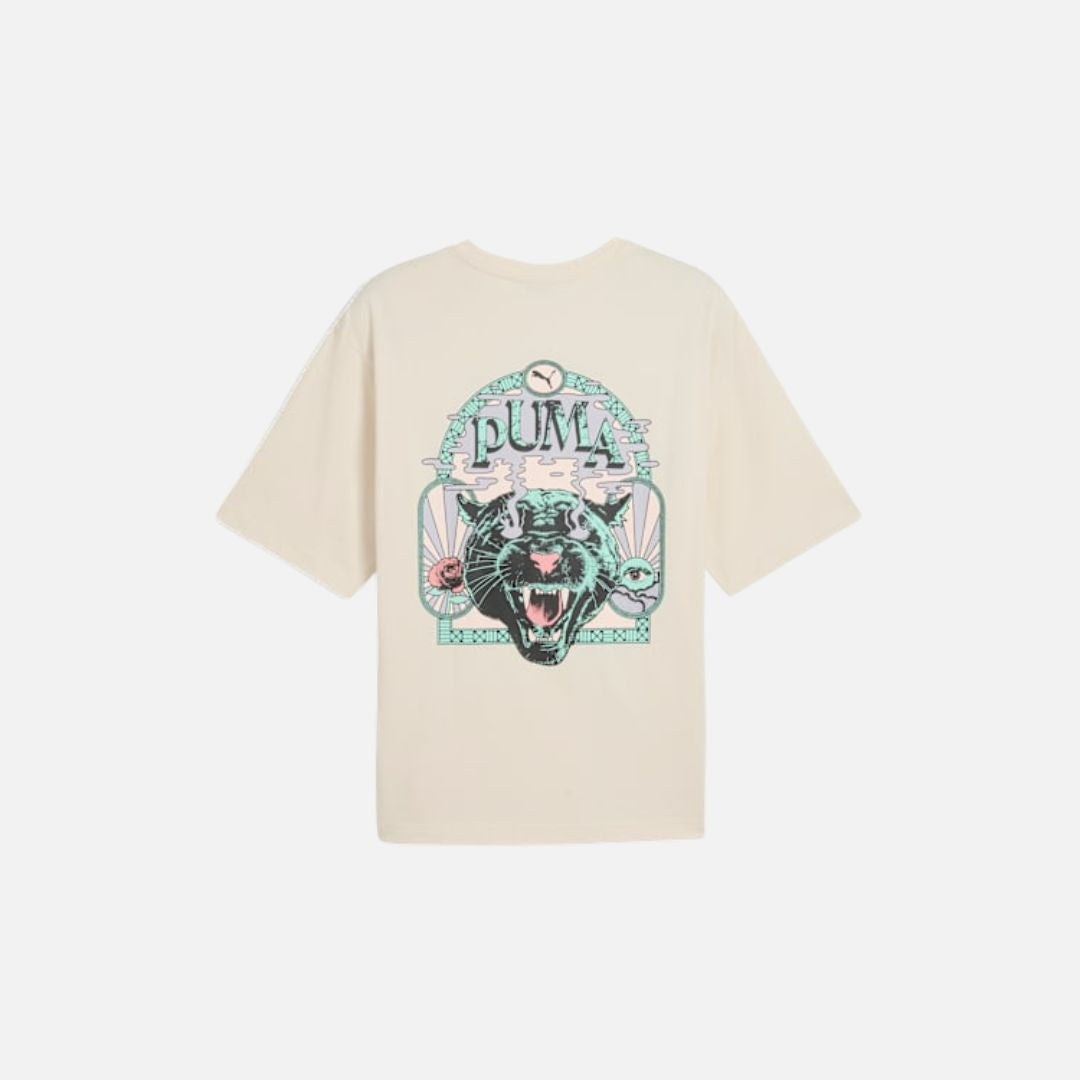 Puma Graphic Printed Men's Boxy Cotton T-shirt-Alpine Snow