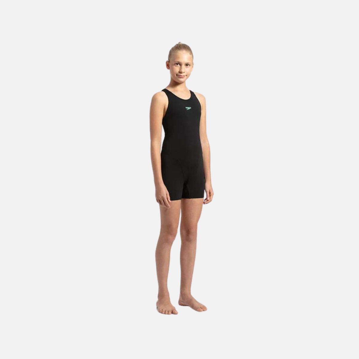 Speedo Girl's Essential Endurance+ Legsuit -Black/Green Glow