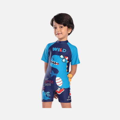 Airavat Kids Boy Swimming Costume (13-16Year) -Dino Dark Blue