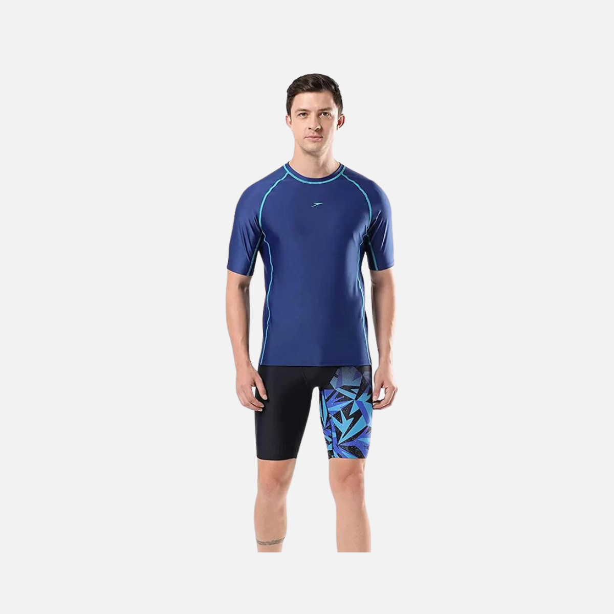 Speedo Adult Men's Short Sleeve Swim Sun top -AMMONITE / AQUARIUM