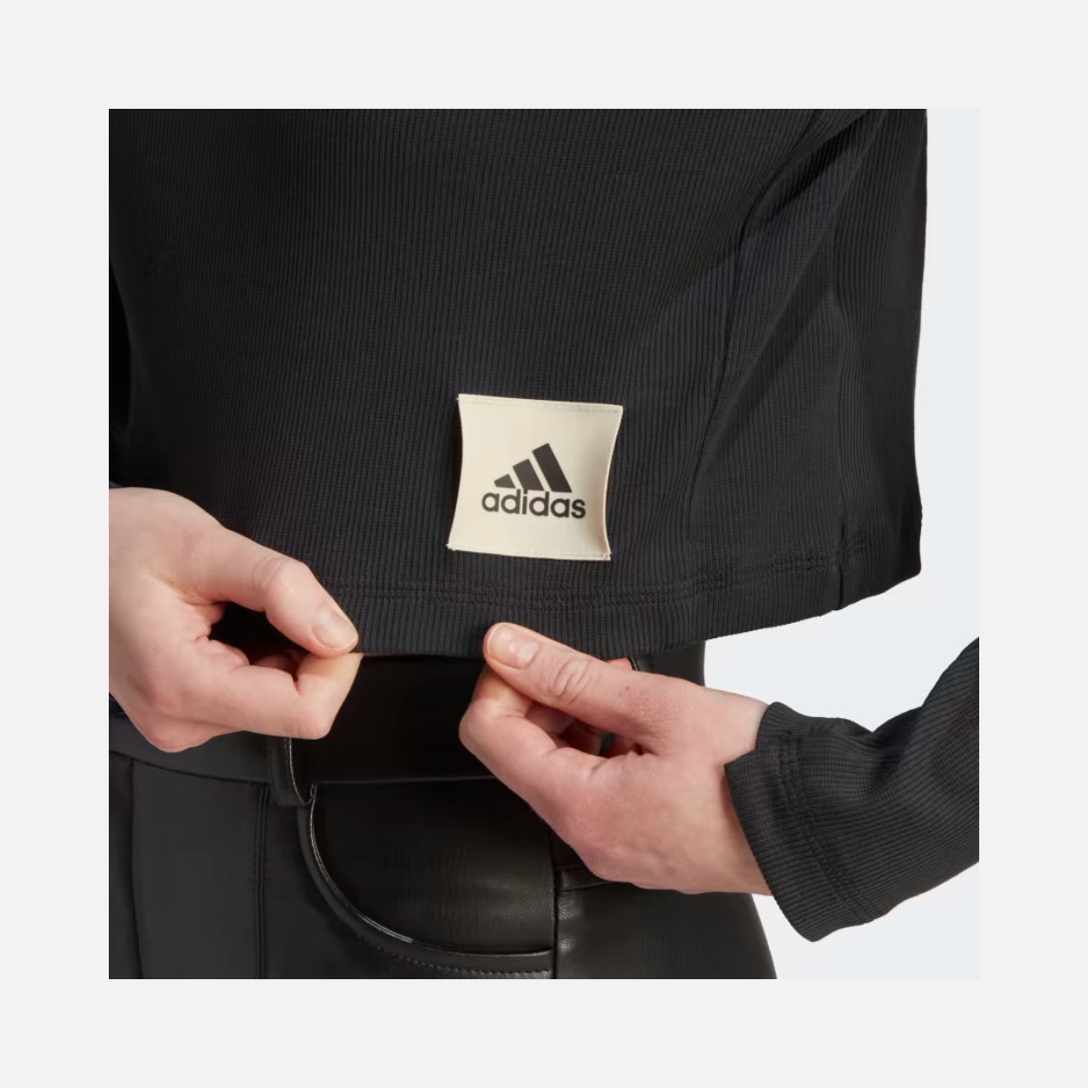 Adidas Lounge Ribbed Crop Long Sleeve Women's T-shirt -Black