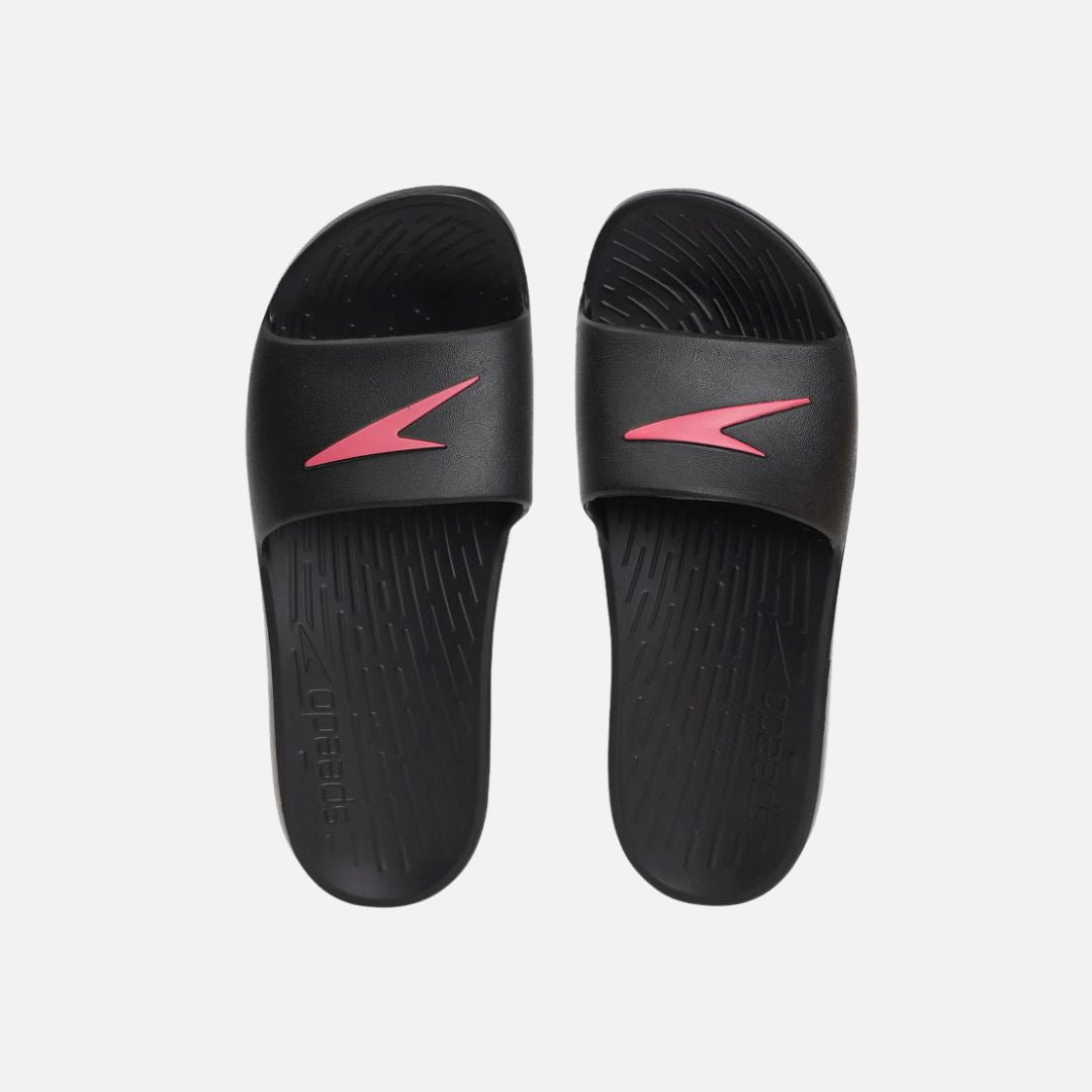 Speedo Women's Single Colour Slides - Black & Raspberry Fill