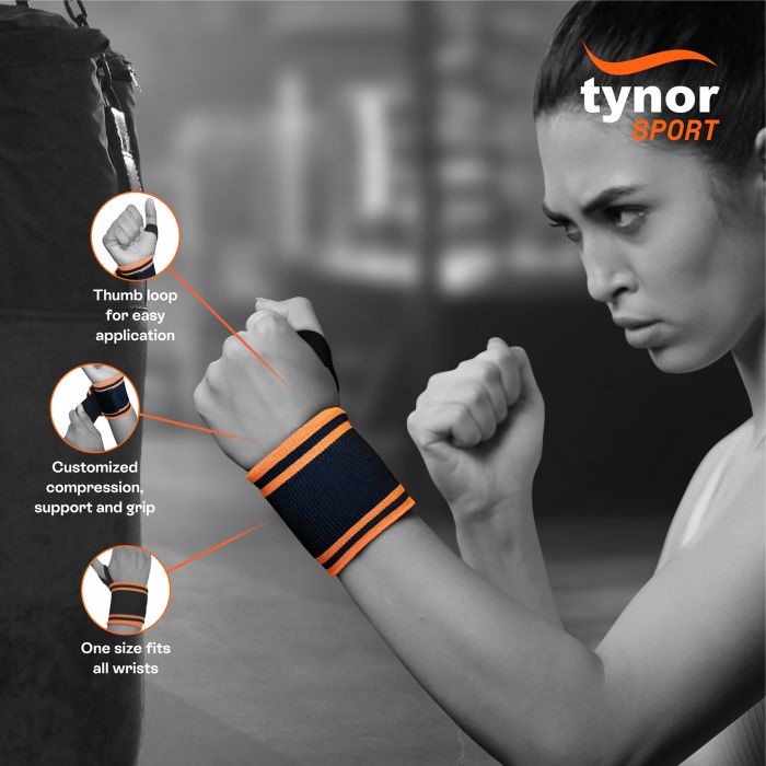 Tynor High Performance Wrist Wrap With Thumb Loop -Green/Orange