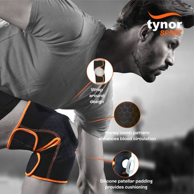 Tynor High Performance Knee Wrap Neo -Green/Orange