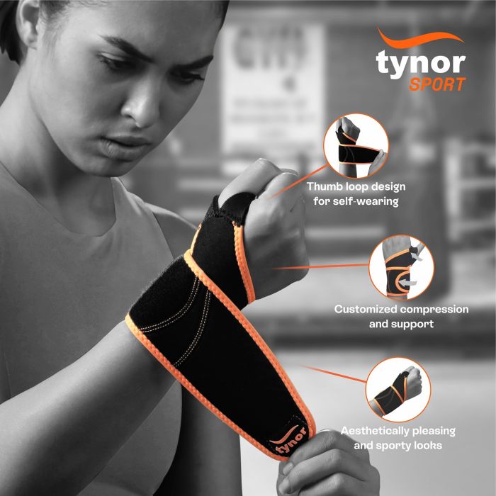 Tynor High Performance Wrist Support With Thumb Loop Neo -Green/Orange