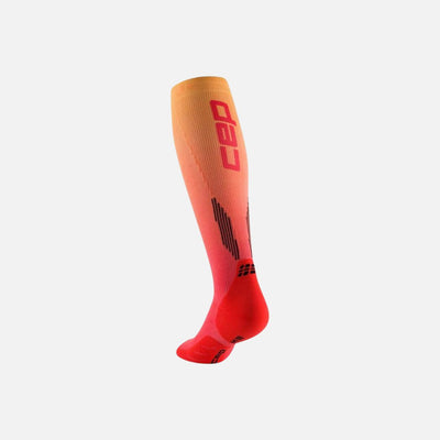CEP Core Run Men's Long Compression Sports Socks RED/M.GOLD FAD