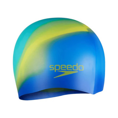 Speedo Multi Colour Silicon Chlorine Resistant Kids Unisex Swim Cap -Blue/Green