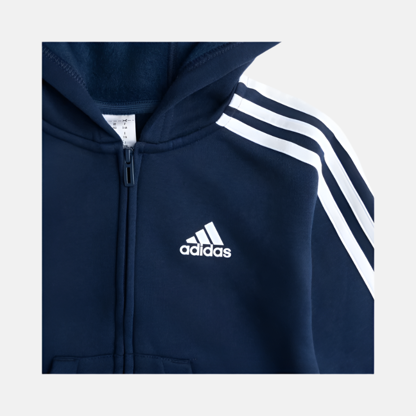 Adidas 3 Stripes Full Sleeve Kids Girl Hoodie (14-16Years) -Collegiate Navy