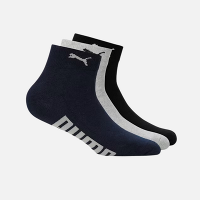 Puma Half Terry Ankle-Length Socks Pack of 3 -Navy/Grey/Black
