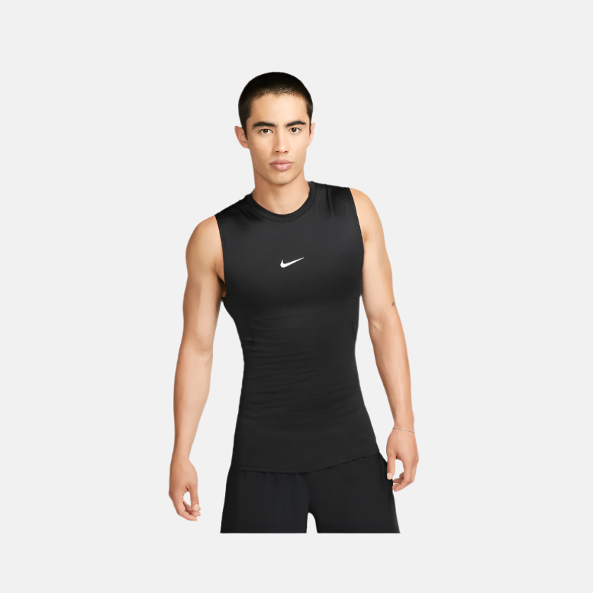 Nike Pro Men's Dri-FIT Tight Sleeveless Fitness Top -Black/White