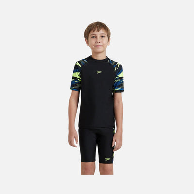 Speedo Boy's Endurance10 Hyperboom Print Short Sleeve Suntop