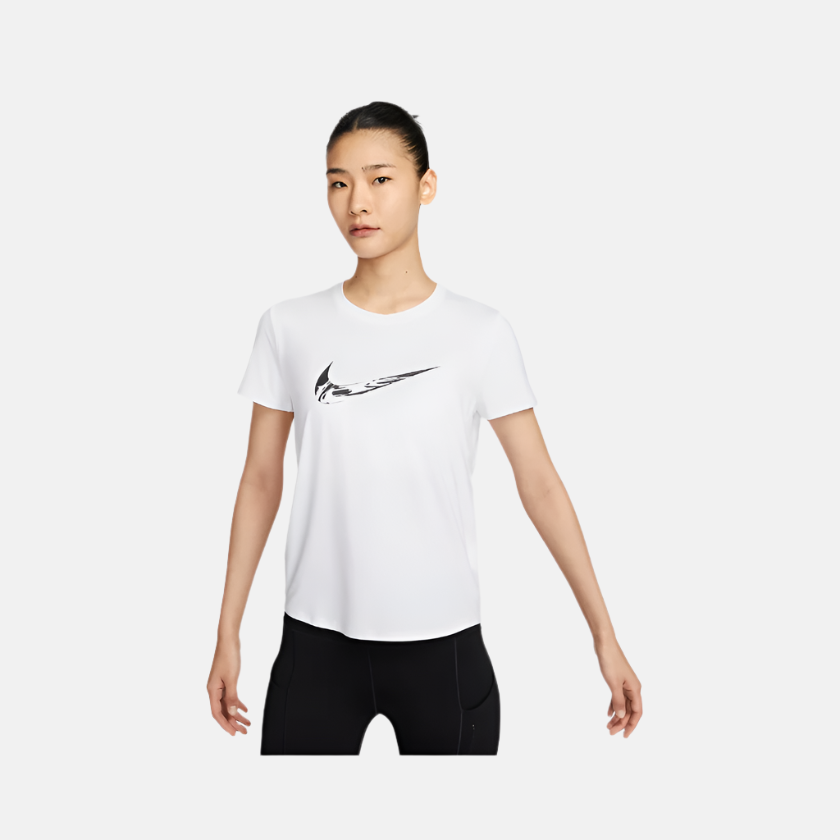 Nike One Dri-FIT Short-Sleeve Graphic Running Women's Top -White/Black