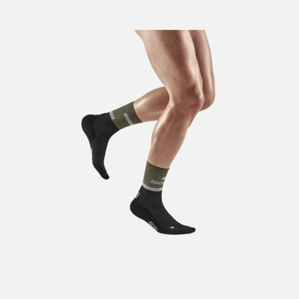 Cep The Run Compression 4.0 Mid Cut Men Socks -Olive/Black