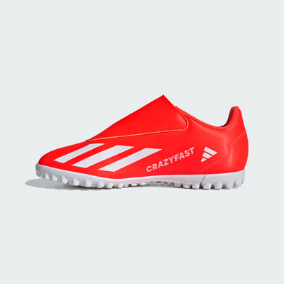 Adidas X Crazyfast Club Hoop And Loop Turf Kids Unisex Football Shoes (4-8 Years) -Solar Red/Cloud White/Team Solar Yellow 2