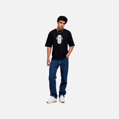 Puma Graphic Printed Men's Boxy Cotton T-shirt-PUMA Black