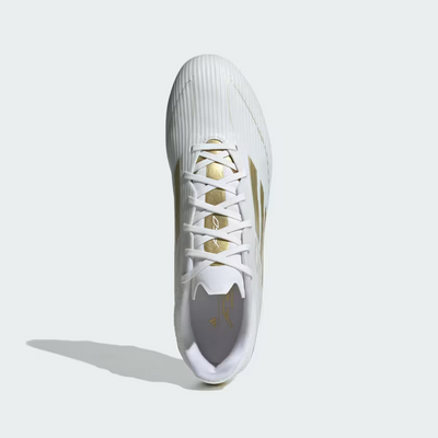 Adidas F50 League Firm/Multi-Ground Men's Football Shoes -Cloud White/Gold Metallic/Cloud White