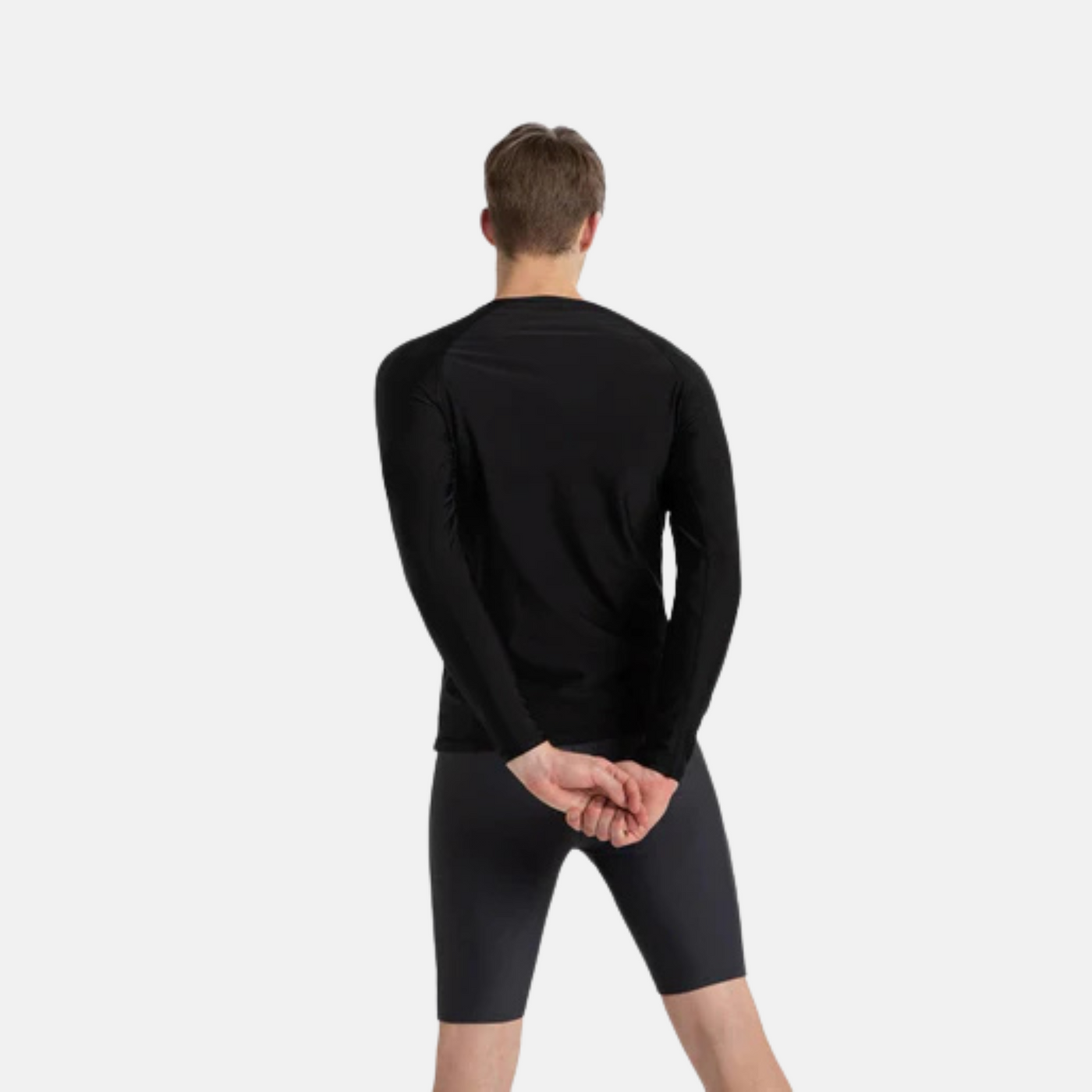 Speedo Men’s Endurance10 Long Sleeve Sun Top – Grey / Black
