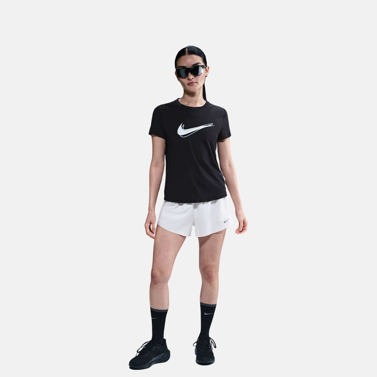 Nike One Swoosh Women's Dri-FIT Short-Sleeve Running Top – Black
