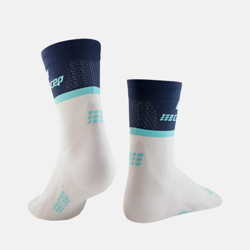 Cep The Run Ultralight Compression 4.0 Mid Cut Women's Socks -Blue/Off white