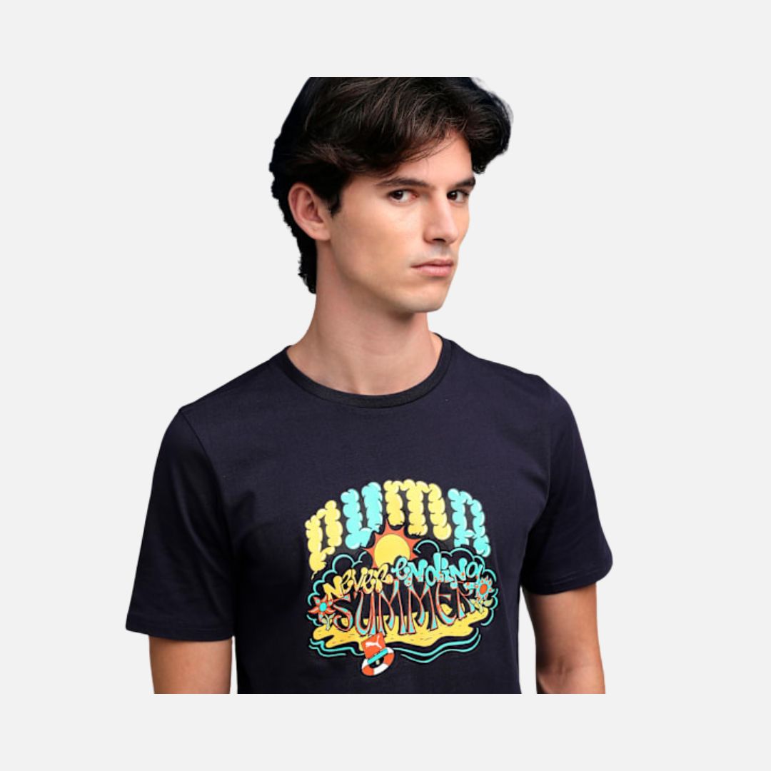 Puma Men's Graphic Front Print Tee NEW NAVY
