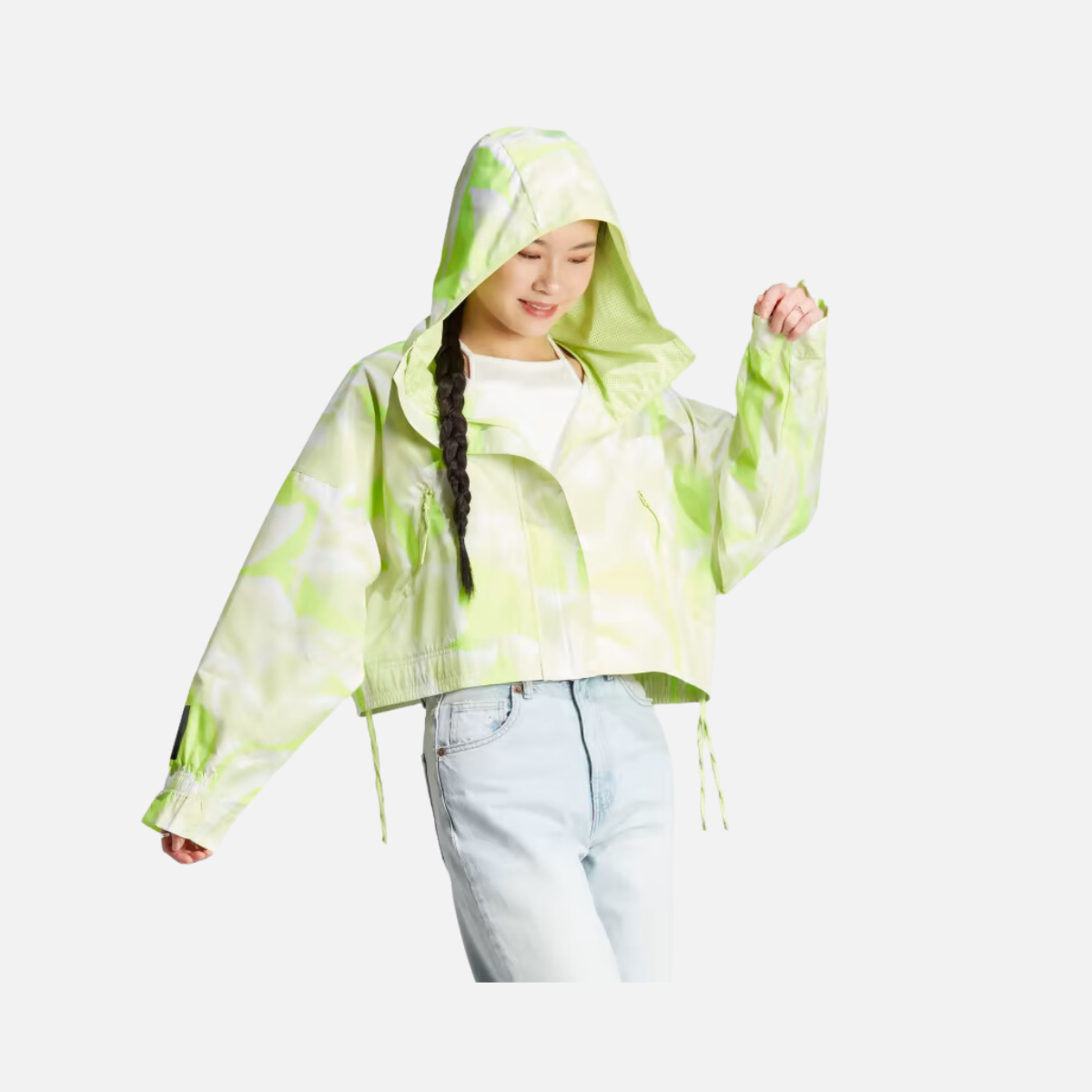 Adidas City Escape Full zip Women's Hoodie -White/Lucid Lemon/Pulse Lime