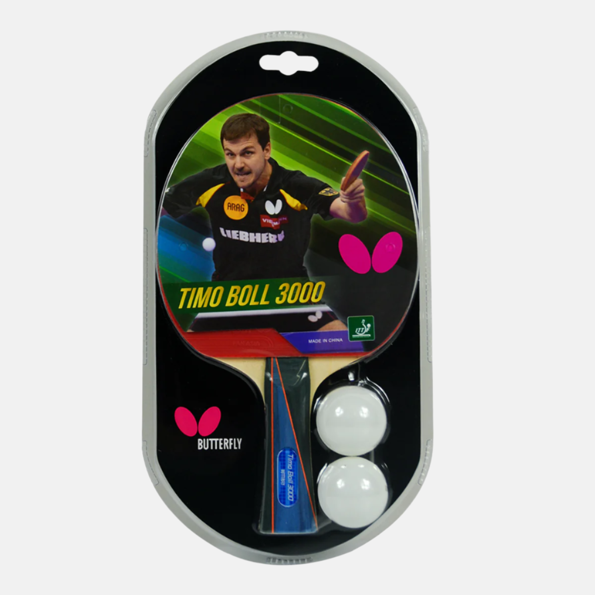 Butterfly Timo Boll 3000 Table Tennis Racquet With 2 TT Balls