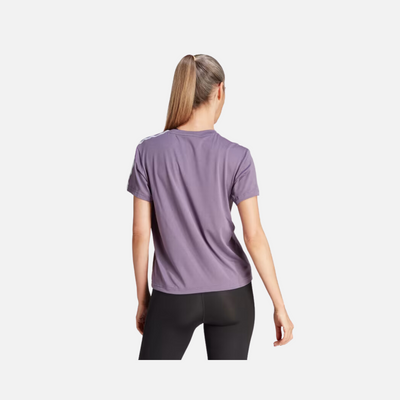 Adidas Aeroready Train Essentials 3 Stripes Women's Training T-shirt -Shadow Violet / White