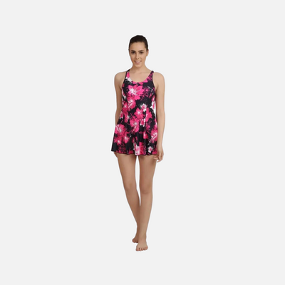 Speedo Allover Print Racerback Women's Swimdress -Navy/Fluo Pink/Magenta/White