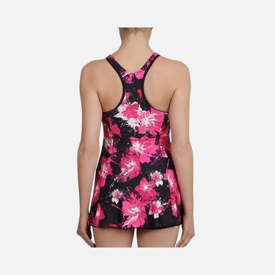 Speedo Allover Print Racerback Women's Swimdress -Navy/Fluo Pink/Magenta/White