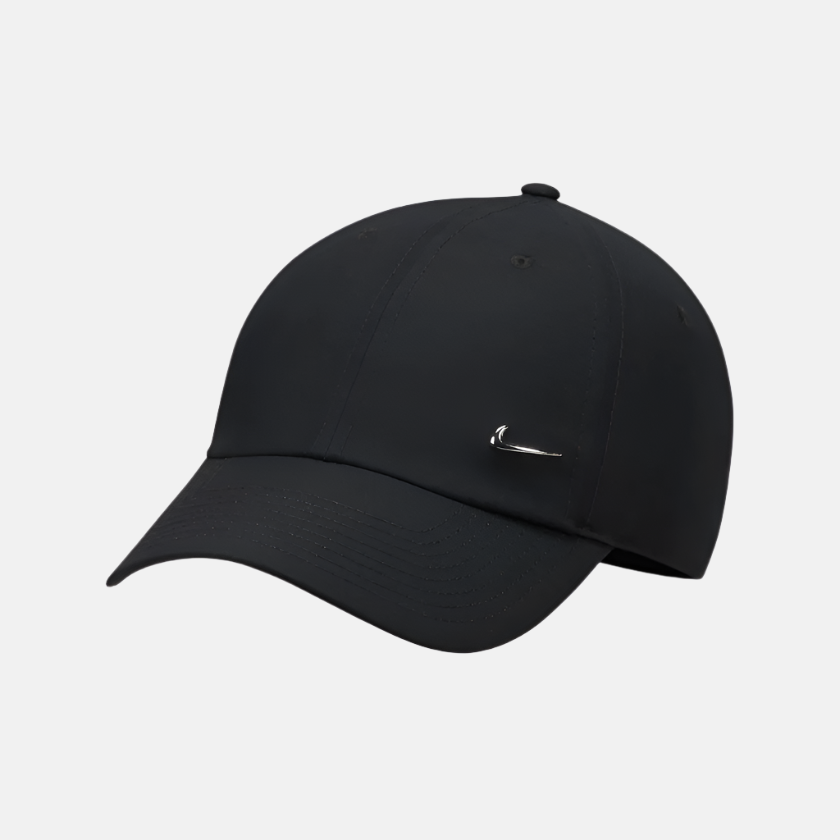 Nike Dri-FIT Club Unstructured Metal Swoosh Cap -Black/Metallic Silver