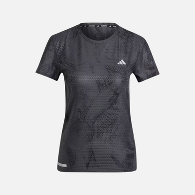 Adidas Ultimate Allover Print Women's Running T-shirt -Carbon/Black
