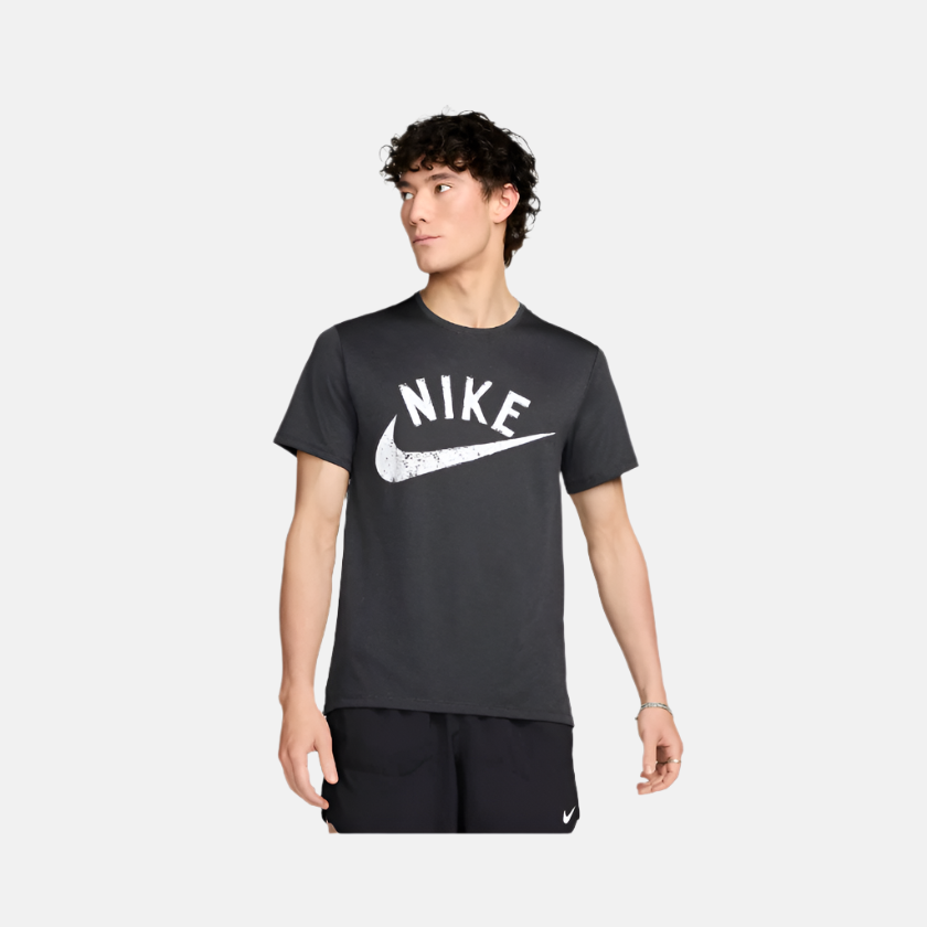 Nike Miler Men's Dri-FIT Short-Sleeve Running Top -Anthracite/Black/Heather/White