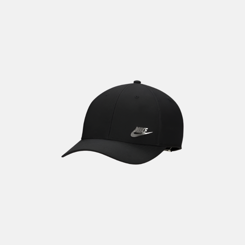 Nike Dri-FIT Club Structured Metal Logo Cap -Black/Metallic Silver