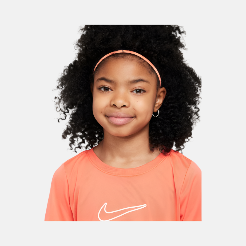 Nike One Fitted Older Kids Girls Dri-FIT Short-Sleeve Top -Magic Ember/White