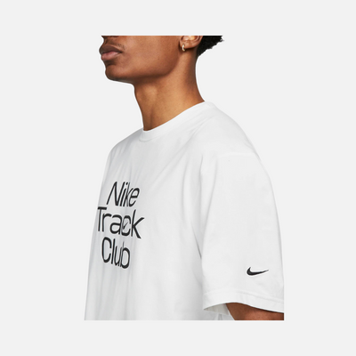 Nike Track Club Men's Dri-FIT Short-Sleeve Running Top -White/Black