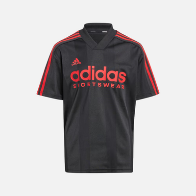 Adidas Tiro Kids Unisex T-shirt (7-16 Years) -Black / Black / Better Scarlet
