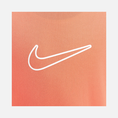 Nike One Fitted Older Kids Girls Dri-FIT Short-Sleeve Top -Magic Ember/White