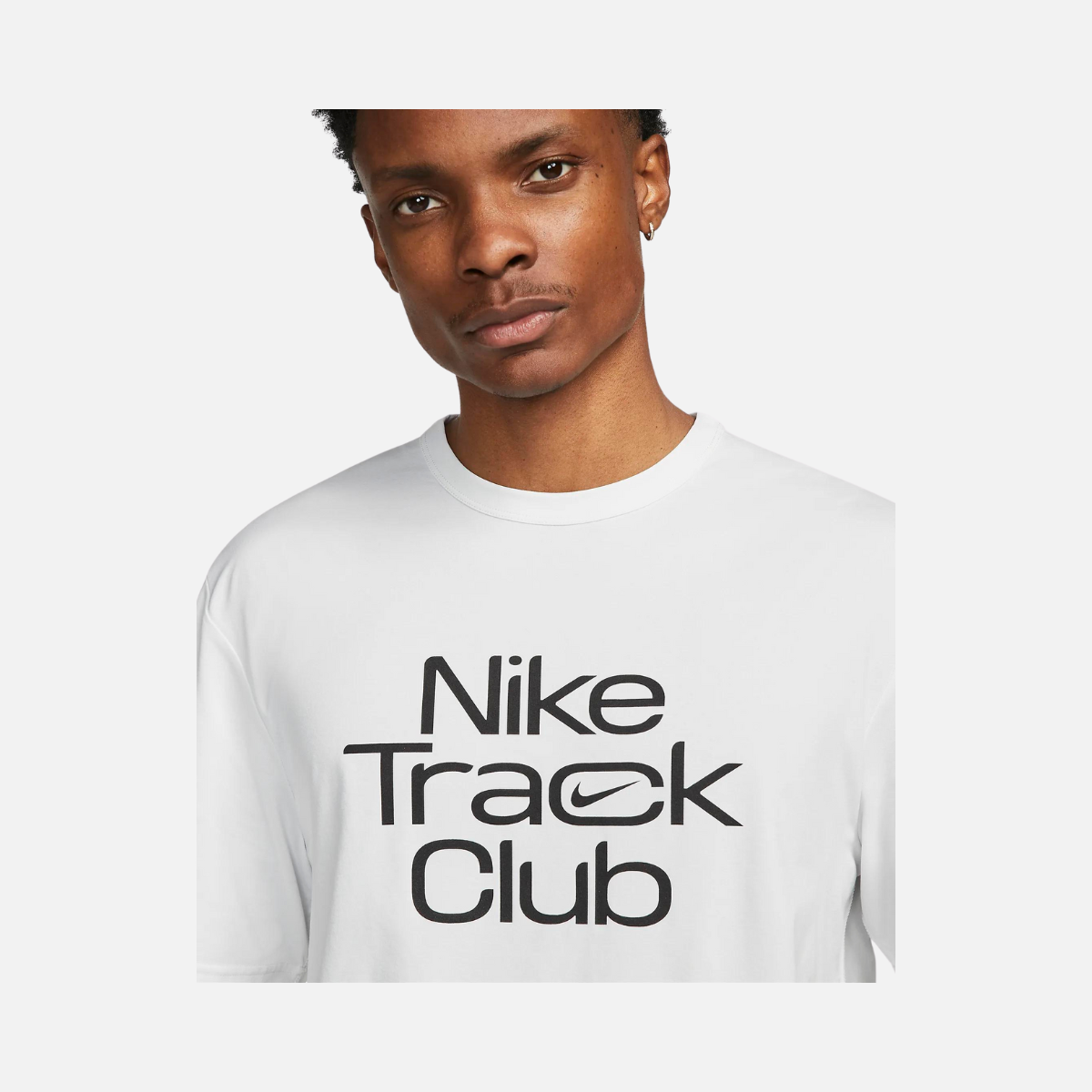 Nike Track Club Men's Dri-FIT Short-Sleeve Running Top -White/Black