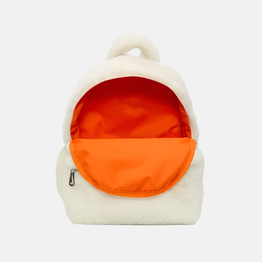 Nike Older Kids' Faux Fur Backpack 11L -Coconut Milk/Coconut Milk/Safety Orange