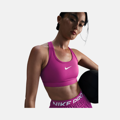 Nike Swoosh Medium-Support Women's Padded Sports Bra -Hot Fuchsia/White