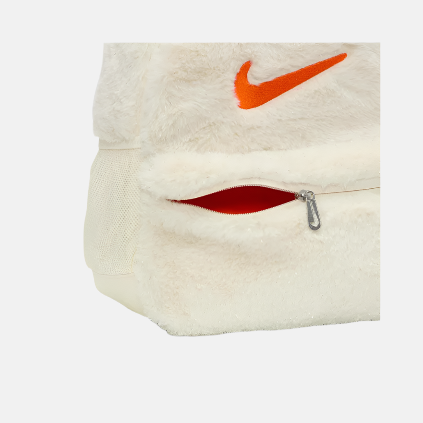 Nike Older Kids' Faux Fur Backpack 11L -Coconut Milk/Coconut Milk/Safety Orange