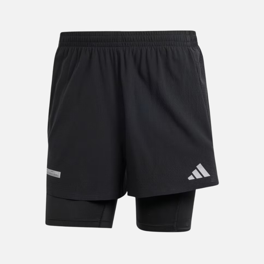 Adidas Ultimate 2 in 1 Men's Running Shorts -Black/Black