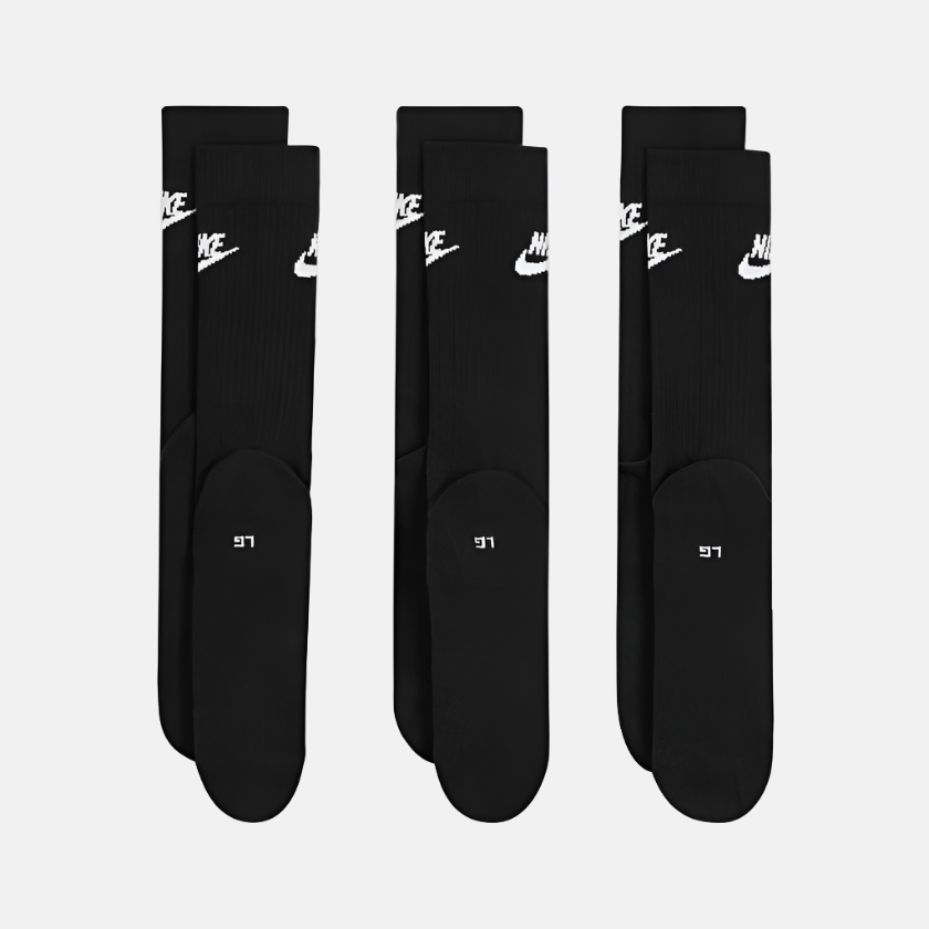 Nike Sportswear Everyday Essential Crew Socks (3 Pairs) - Black/White