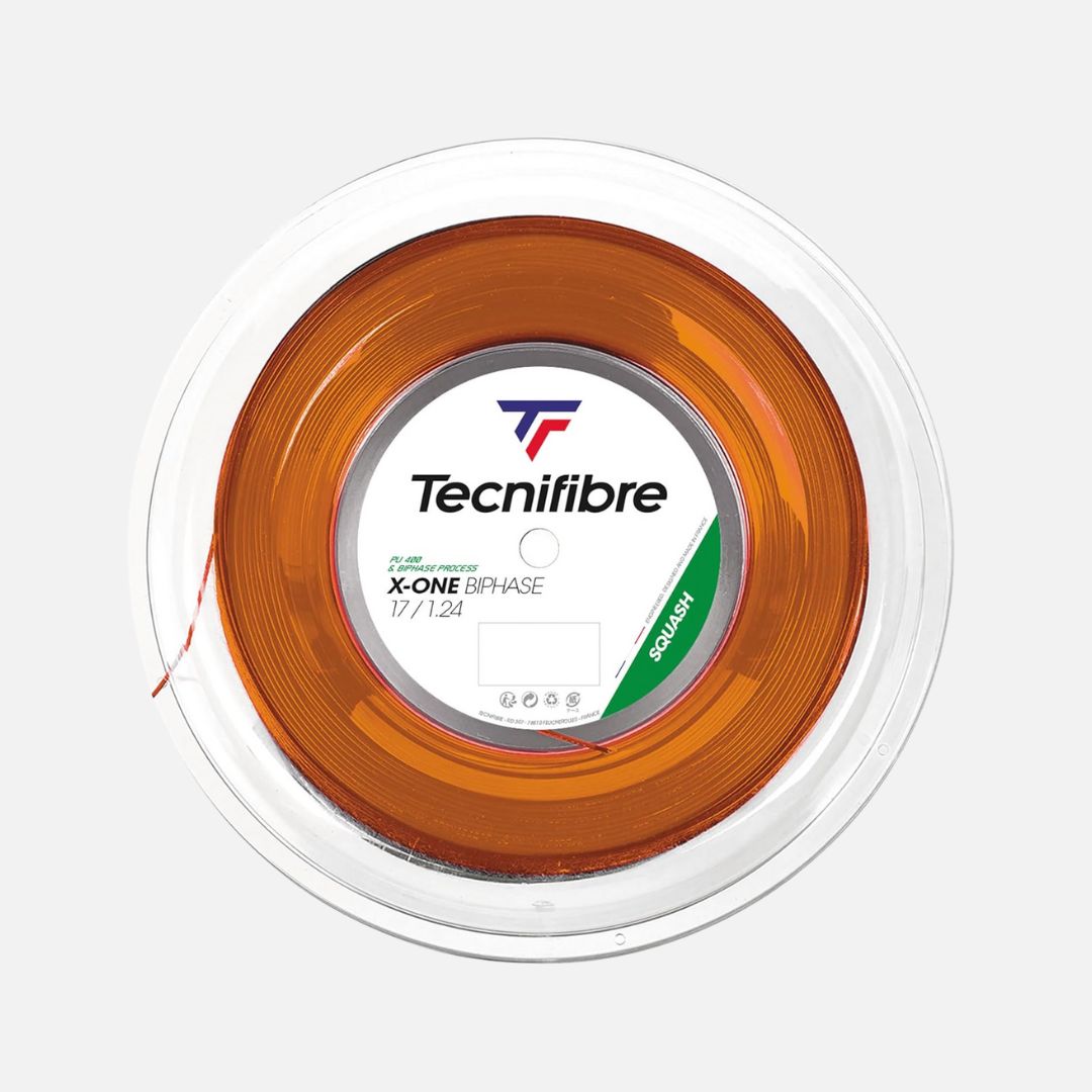 Tecnifibre X-One SQ Biphase 18 Squash String Set - Orange | 9.70m | Power, Comfort & Spin