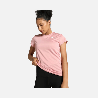 Puma Solid Polyester Round Neck Women's T-Shirt -Bridal Rose