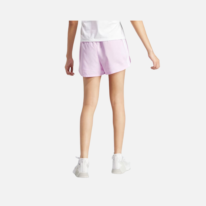 Adidas Pacer Training 3 Stripes Woven High Rise Women's Training Shorts -Bliss Lilac/White