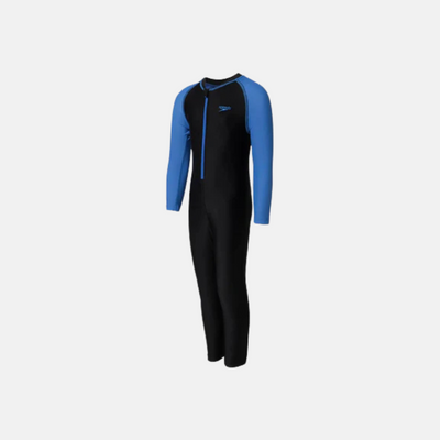 Speedo Boys Endurance10 Color Block All-In-One Swimsuit – Black/Turkish Sea