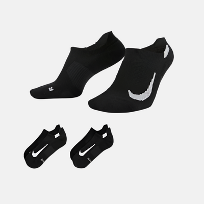 Nike Multiplier Running No-Show Socks (2 Pairs) -Black/White