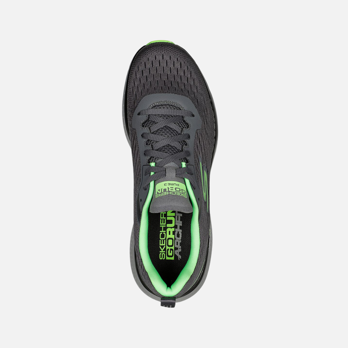 Skechers Go-Run Pure 3 Men's Running Shoes -Charcoal/Lime