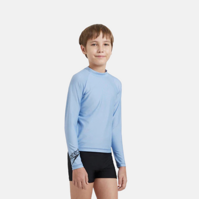 Speedo Boys Endura Brite Long Sleeve Suntop – Curious Blue / True Navy